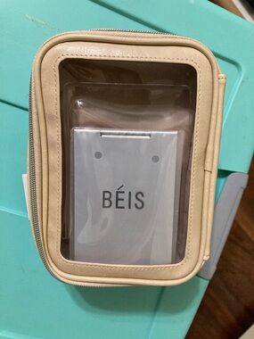 BÉIS Clear Front Travel Pouch in Beige
